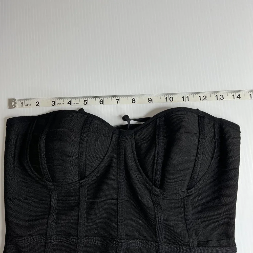 Black Bodycon Spaghetti Strap Dress Women’s Size Small Haute Monde - Picture 7 of 9